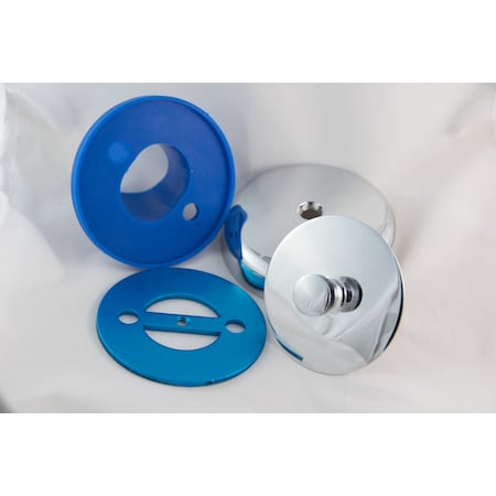 Bluevue BIG Size Overflow Gasket Kit with Oversized Drain Stopper, Chrome BIG-3OFS-KY-C